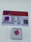 Cushion cut pink sapphire, weight 10.85ct with certificate. Estimate £40-50.