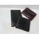 Coutts leather wallet, Louis Vuitton leather wallet, red leather wallet. Estimate £30-40.