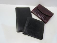 Coutts leather wallet, Louis Vuitton leather wallet, red leather wallet. Estimate £30-40.