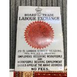 Enamel sign ""Board of Trade Labour exchange"" London Street, Reading. Estimate £100-150.