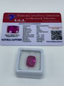 Cushion cut pink sapphire, weight 10.15ct with certificate. Estimate £40-50.