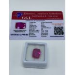 Cushion cut pink sapphire, weight 10.15ct with certificate. Estimate £40-50.