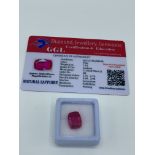 Cushion cut loose pink sapphire, weight 7.10ct with certificate. Estimate £40-50.