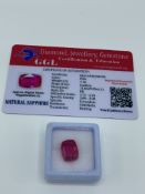 Cushion cut loose pink sapphire, weight 7.10ct with certificate. Estimate £40-50.