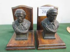 A pair of bronze Shakespeare bust book ends. Estimate £30-50.