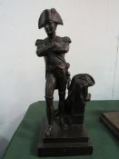 Bronze statuette of a Napoleonic era military figure, height 24cms. Estimate £40-60.