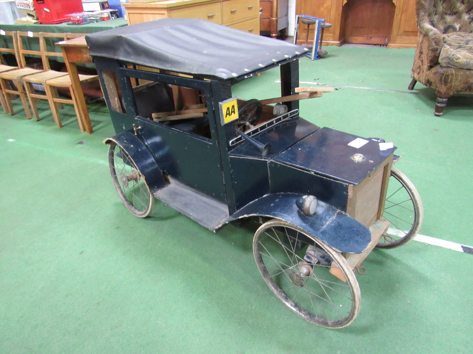 1950's scratch built Hillman classic pull-along/sit in toy wooden car. Estimate £80-100. - Image 2 of 3