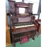 Victorian style decorated mahogany organ by Estey Organ Co., Brattleboro, Vermont, USA. 110 x 60 x