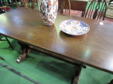 Oak refectory-style table. 168 x 75 x 75cms. Estimate £30-50.