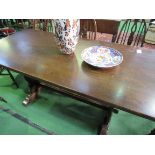 Oak refectory-style table. 168 x 75 x 75cms. Estimate £30-50.