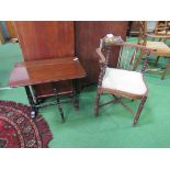 Inlaid corner chair together with Sutherland table, 54 x 61(open) x 56cms. Estimate £30-50.