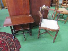 Inlaid corner chair together with Sutherland table, 54 x 61(open) x 56cms. Estimate £30-50.