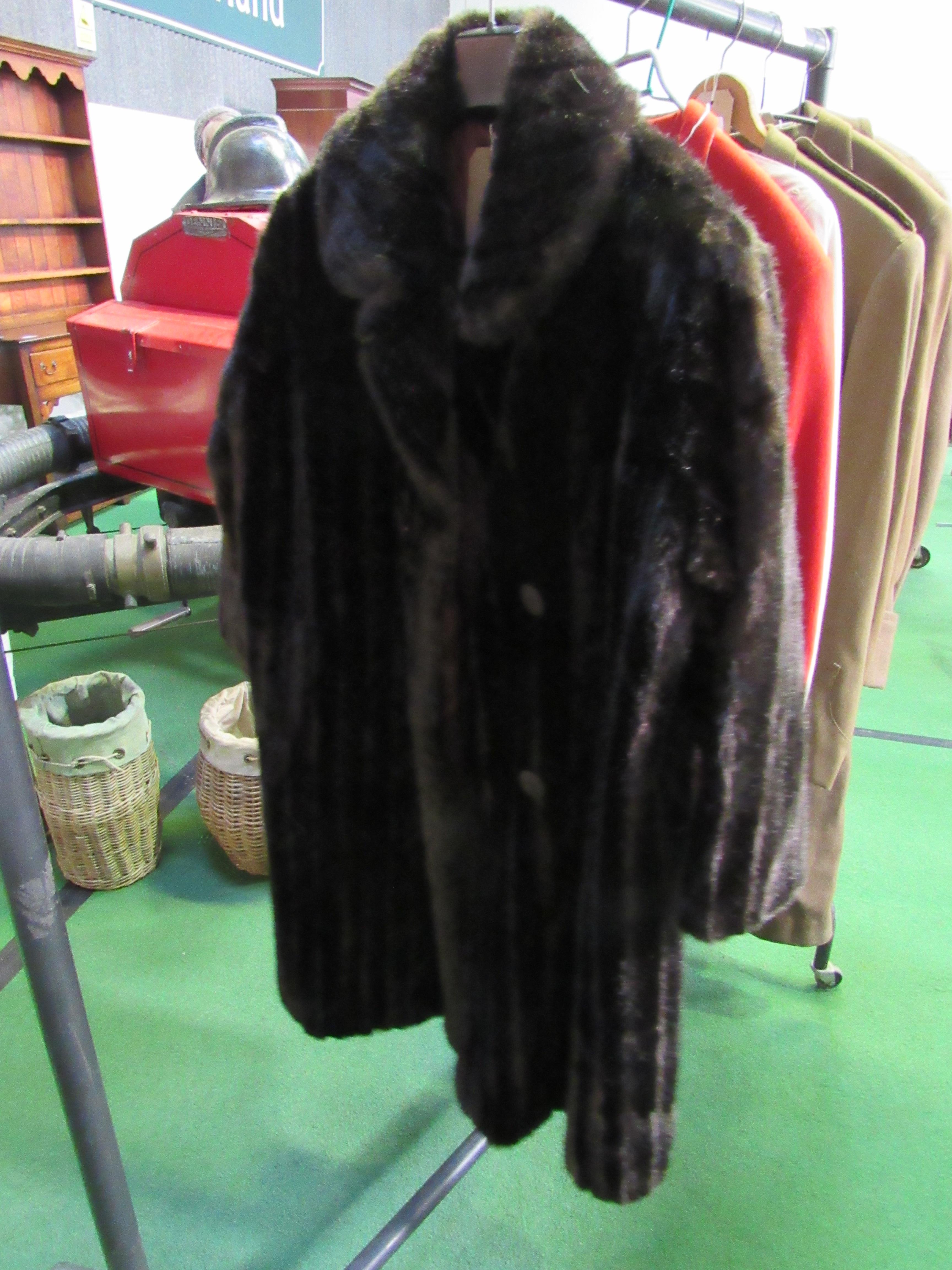 Dynathink simulated long dark brown fur coat. Estimate 20-40. - Image 2 of 2