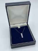 9ct white gold necklace with white stone pendent Wt 1.1gm Estimate £20-30