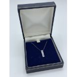 9ct white gold necklace with white stone pendent Wt 1.1gm Estimate £20-30