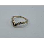 9ct gold sapphire and diamond V shaped ring, size T, weight 1.7gms. Estimate £30-40.