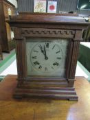 Ansonia Clock Co., New York, oak cased mantel clock, strikes the halfhour and hour. Going order.