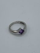 9ct white gold amethyst ring, size L, weight 2.6gms. Estimate £30-40