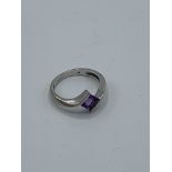 9ct white gold amethyst ring, size L, weight 2.6gms. Estimate £30-40