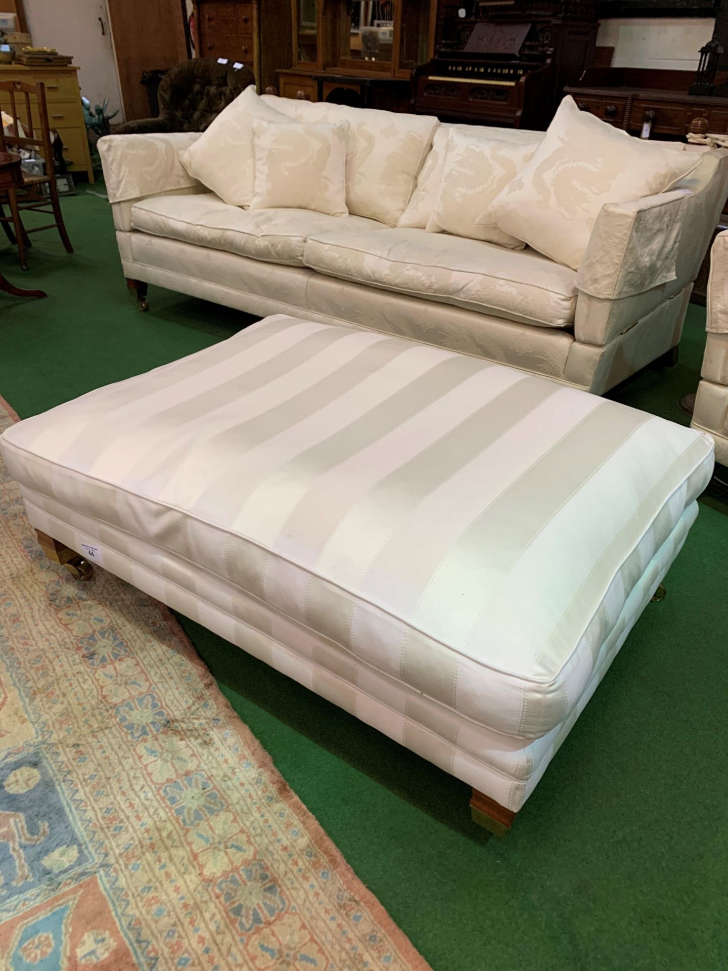 Duresta cream upholstered foot stool with cushion. 123 x 89 x 42 Estimate £50-80. - Image 2 of 3