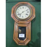 Seth Thomas pine case pendulum wall clock. Estimate £20-30.