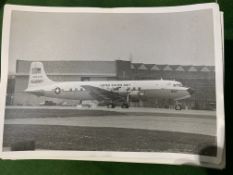 A large collection of black and white photos of vintage aeroplanes together with War Office