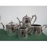 Silver plate 4 piece tea set. Estimate £20-30.