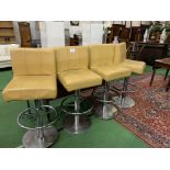 4 Zoeftig yellow leatherette and chrome bar chairs. Estimate £40-60.