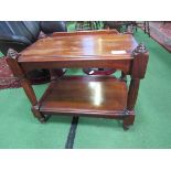 Mahogany 2 tier table/trolley (no casters) 71 x 44 x 61cms. Estimate £10-20.