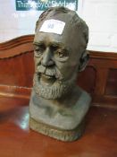 Very large bronzed bust of a man. Estimate £15-20.