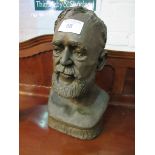 Very large bronzed bust of a man. Estimate £15-20.