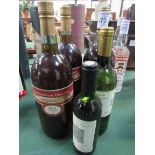 5 bottles in total, 3 bottles of California red light 1.5 litres, plus Les Varennes Vin de Pays