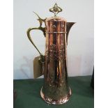 W.M.F copper and brass lidded jug. Height 35cms. Estimate £30-50.