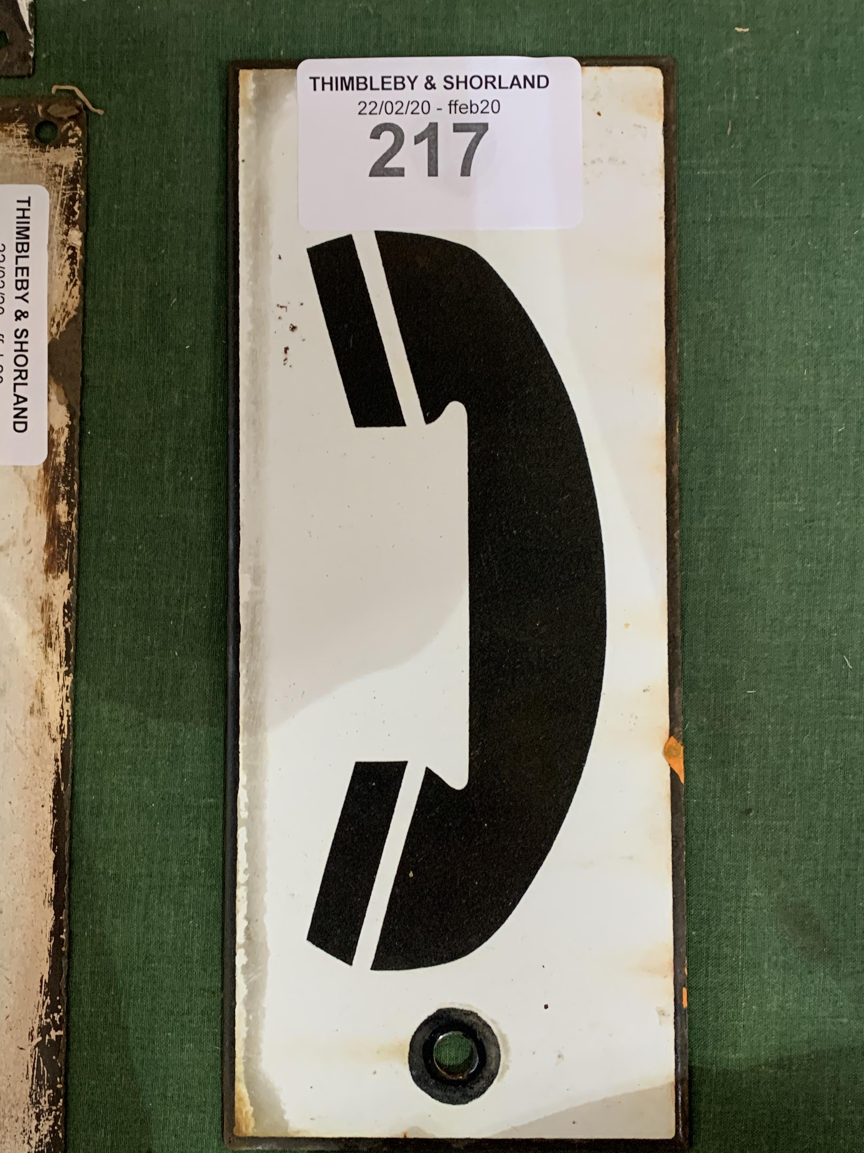 French / continental enamel sign, Telephone logo. Very good condition. Estimate £30-50.