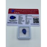 Pear cut blue sapphire, weight 7.15ct with certificate. Estimate £40-50.