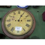 Inlaid mahogany case mantel clock and a wall dial clock in need of restoration. Estimate £20-40.