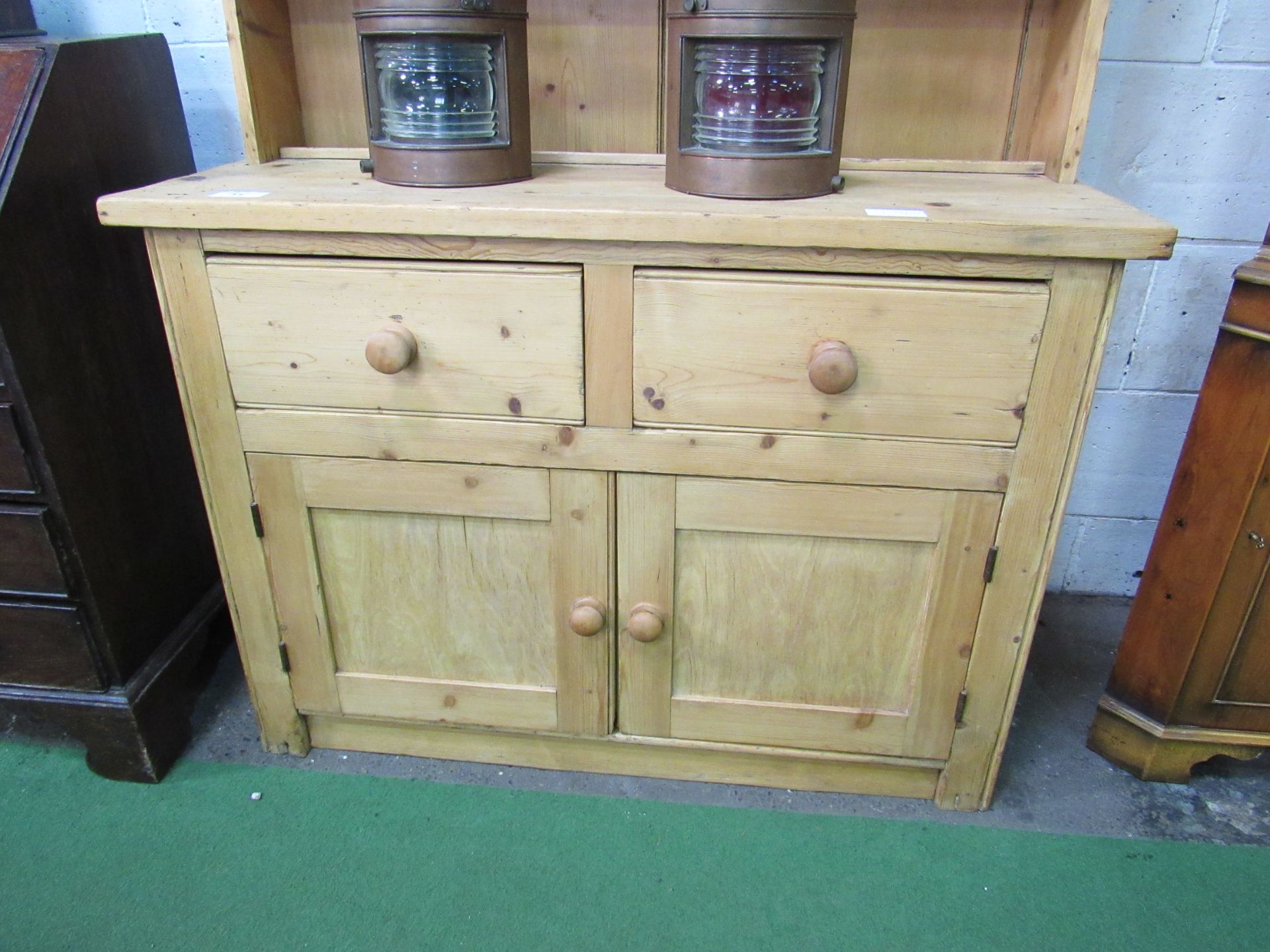 Pine Welsh dresser. 122 x 47 x 208cms. Estimate £50-80. - Image 2 of 4