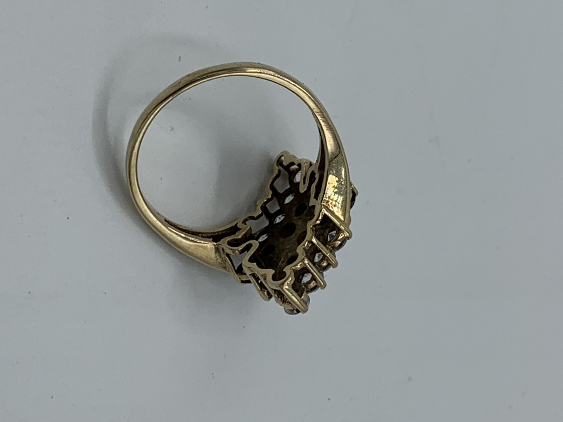9ct gold ring set with blue and white stones, size P, weight 3.6gms. Estimate £150-180. - Image 3 of 3