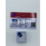 Cushion cut blue tanzanite, weight 9.05ct with certificate. Estimate £40-50.