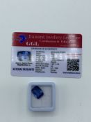 Cushion cut blue tanzanite, weight 9.05ct with certificate. Estimate £40-50.