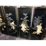 4 oriental decorative wall panels. Estimate £40-50.