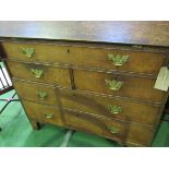 Early 19th century oak bureau (interior requires renovation) with dummy drawer over 2 over 2