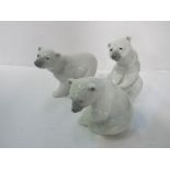Lladro Polar Bear attentive product number 1207, Lladro Polar Bear resting product number 1208,