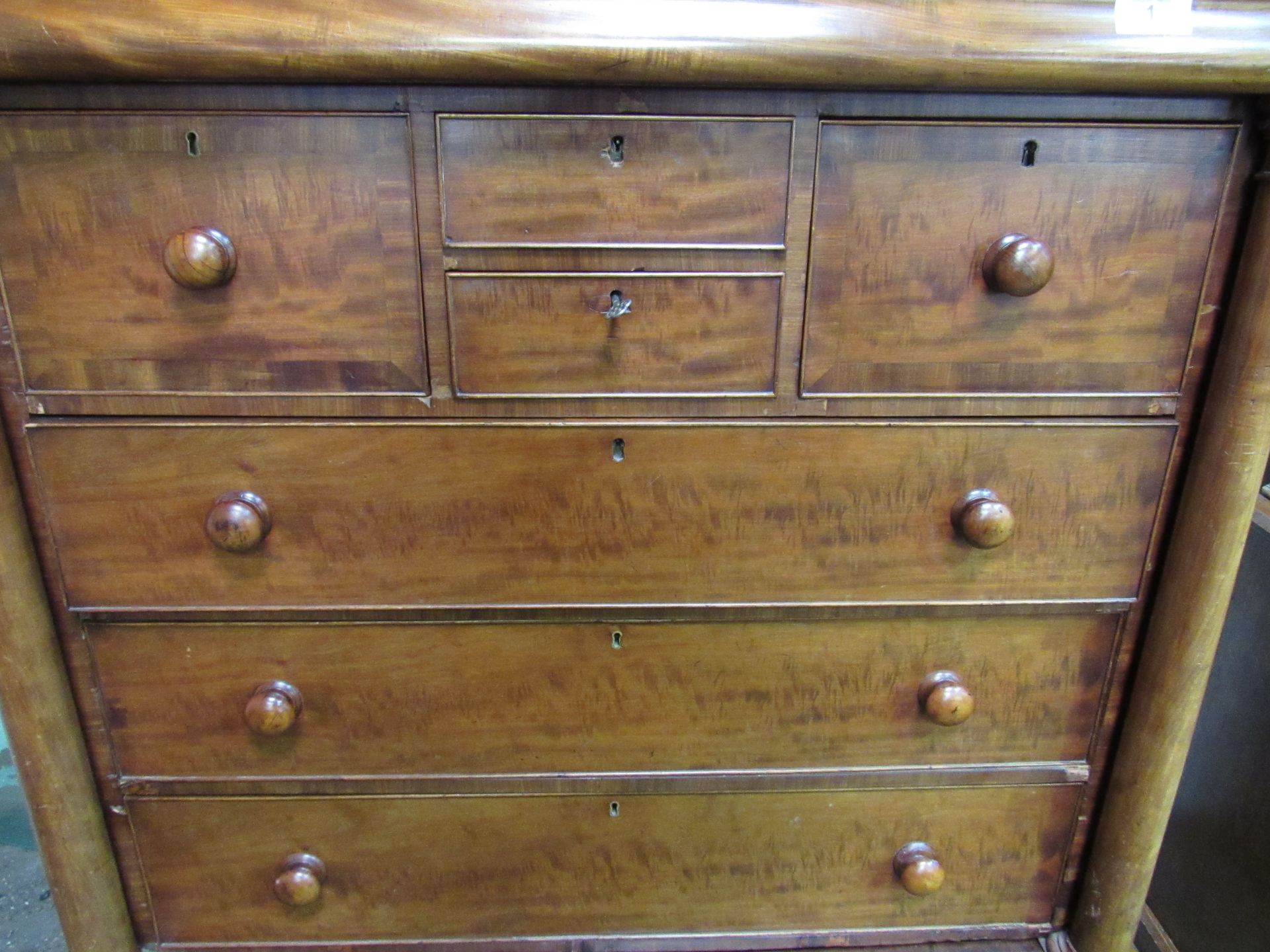 Mahogany Scotch chest of 4 over 4 drawers. plus a secret frieze drawer. 137 x60x150 Est £50-80 - Image 6 of 6