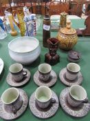 Collection of studio pottery and china including Scandinavian. Estimate £20-30.