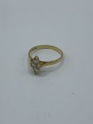 18ct gold & diamond set, ring size L, weight 1.8gms. Estimate £80-100.