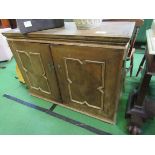 19th century oak sideboard with panel doors & interior shelves, 112 x 47 x 84cms. Estimate £40-60