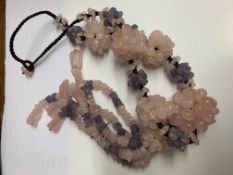 Rose Quartz and Amethyst chunky necklace. Est 20-25
