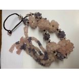 Rose Quartz and Amethyst chunky necklace. Est 20-25