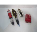 4 Franklin mint novelty pocket knives, Coca Cola, Texaco, Dracula, Miller Beer. All in original